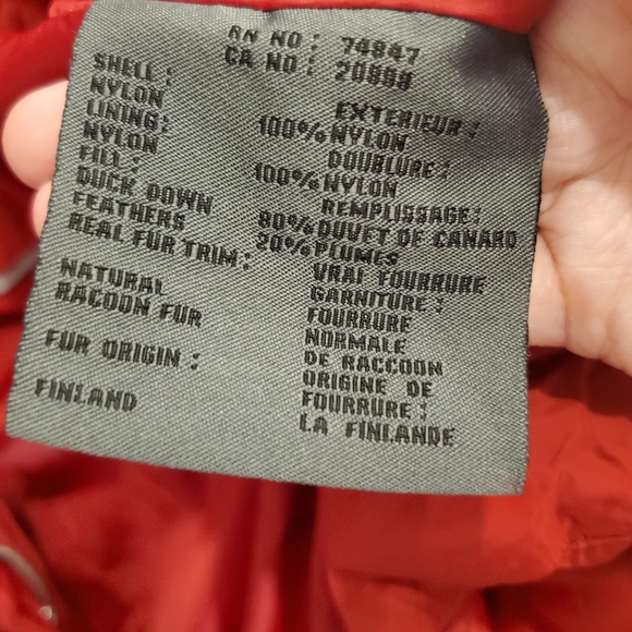 Marc New York Red Down Feather Puffer Coat Fur Lined Hood Size M - Picture 6 of 6